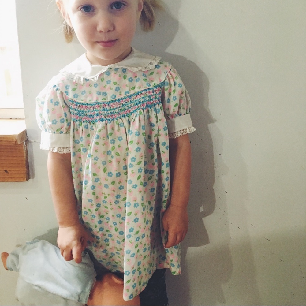 Vintage toddler girl floral spring dress💗